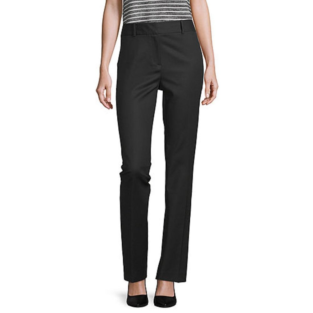 Liz Claiborne Womens Audra Classic Straight Leg Trouser Pants Tall in Black New